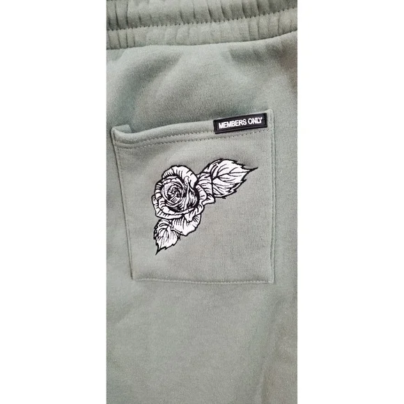 The‎ Original Members Only Olive Green Men's Unisex Large Skull Roses Sweatpants - Picture 7 of 10